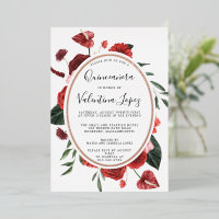 Rose rouge Floral Quinceanera Or élégant