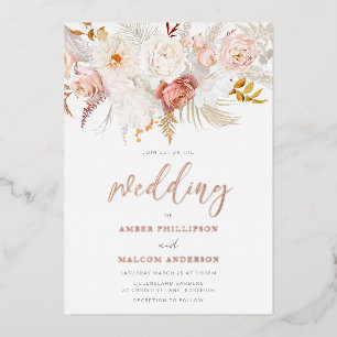 Invitation En Aluminium Rose sans faille Or & Blush Mariage Floral