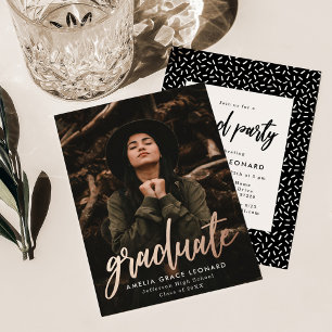 Invitation En Aluminium Rose scénarisé Gold Foil Photo Graduation Party