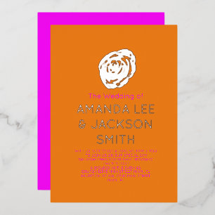 Invitation En Aluminium Rose Sunrise Pink Orange Mariage Rose