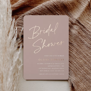Invitation En Aluminium Rose Taupe Réception de Mariage Minimaliste Scri