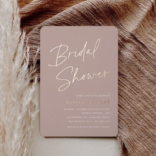 Invitation En Aluminium Rose Taupe | Réception de Mariage Minimaliste Scri (Créateur téléchargé)