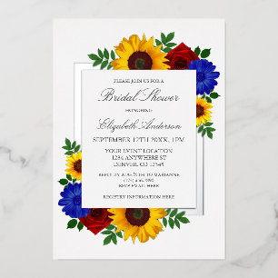 Invitation En Aluminium Rose Tournesol Automne Floral Fête de Mariage