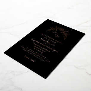 Invitation En Aluminium Rose tout simplement élégant Or Vintage noir