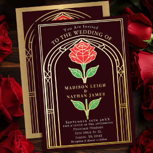 Invitation En Aluminium Rose vintage Vitrail Mariage d'arc victorien