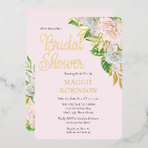 Invitation En Aluminium Roses Blanches Orchidées Bohème Floral Lavage de