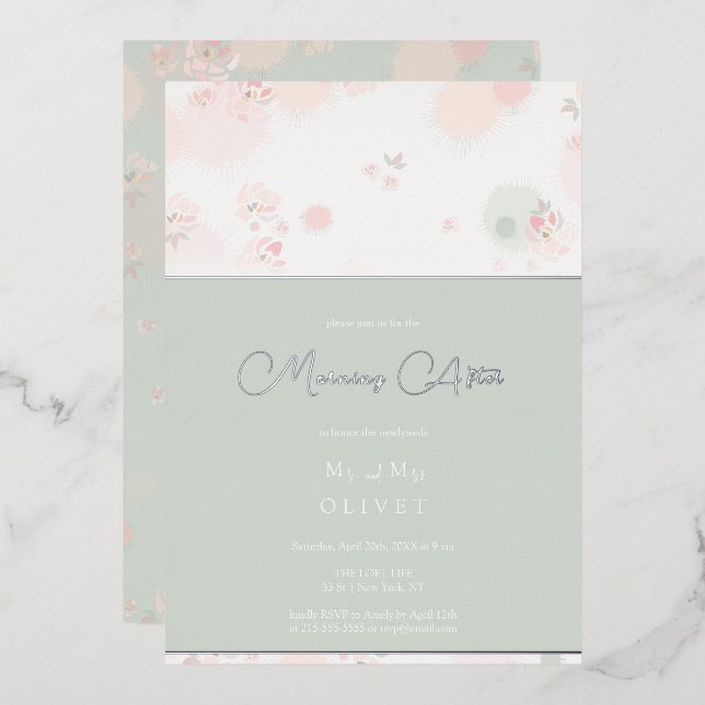 Invitation En Aluminium Roses de thé douceur matin après (Recto/Verso)