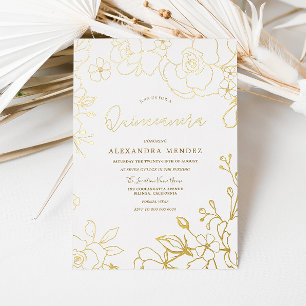 Invitation En Aluminium Roses en feuille d'or dorées pour fête de Quincean