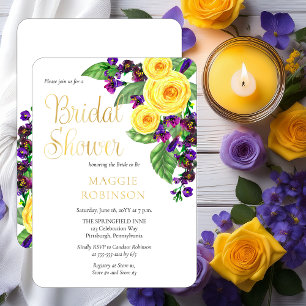 Invitation En Aluminium Roses jaunes Lavande Bohème Fleurs Mariage