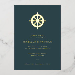 Invitation En Aluminium Roue nautique élégante Navy