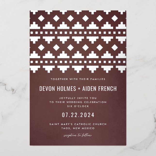 Invitation En Aluminium Rouge Bourgogne Sud-Ouest Gleam Mariage Argent (Recto)