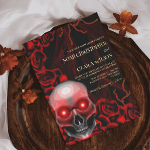 Invitation En Aluminium Rouge Noir floral noir moody gothique crâne Hallow