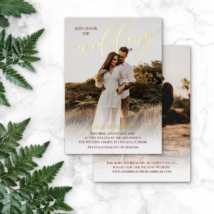 Invitation En Aluminium Rouge Rejoignez-Nous Or Script Photo Double Face M