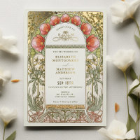 Rouge Tulips Vintage Mariage Art Nouveau