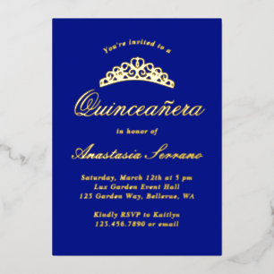 Invitation En Aluminium Royal Blue Quinceanera