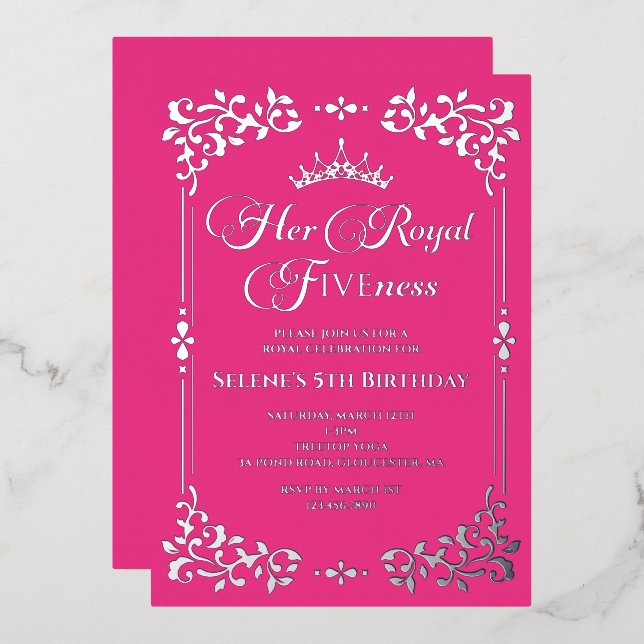 Invitation En Aluminium Royal Fiveness Princes 5th Birthday Foil Invitatia (Recto/Verso)