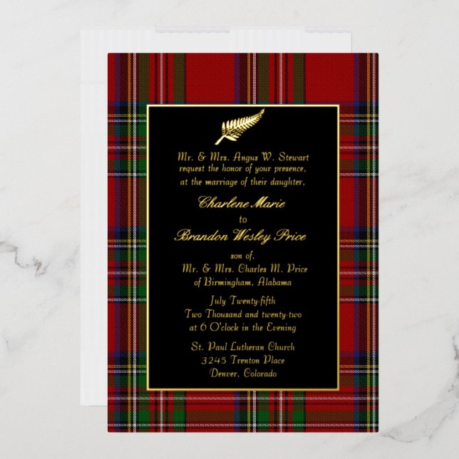 Invitation En Aluminium Royal Stewart Tartan Plaid Mariage (Enveloppe)