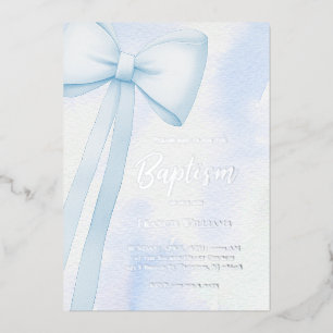 Invitation En Aluminium ruban bleu   Baptême
