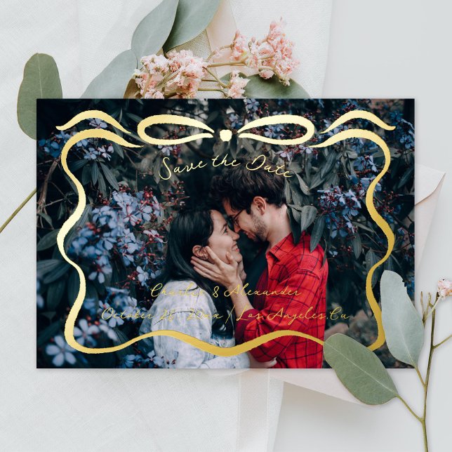 Invitation En Aluminium Rubans encastrés et photo de la bow (Créateur téléchargé)