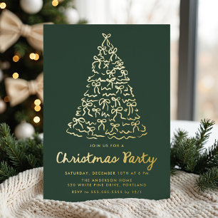 Invitation En Aluminium Rubans Fantaisistes d'Arbre de Noël Vert Pin de Fê
