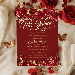 Invitation En Aluminium Ruby Rose Red Mis Quince Quinceanera