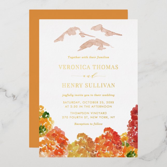 Invitation En Aluminium Russe aquarelle Mariage de automne forestier d'aut