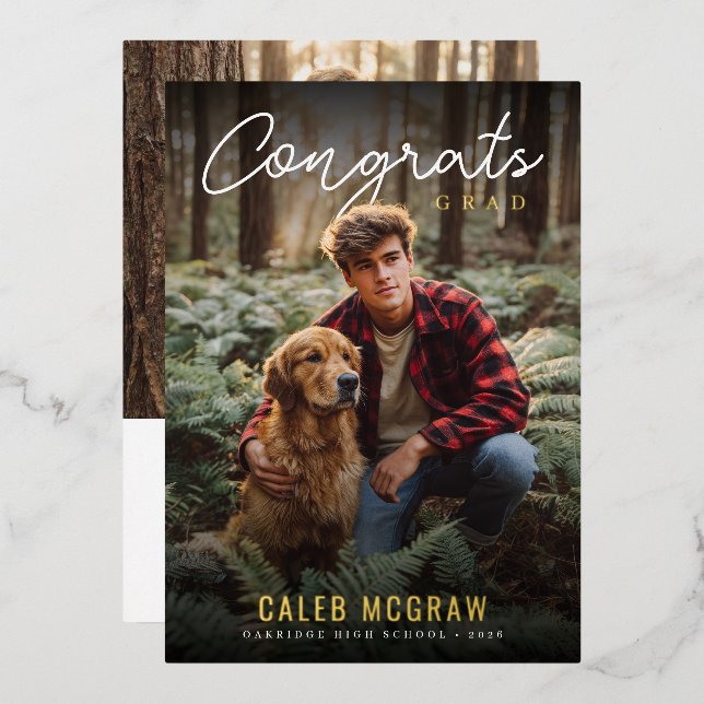 Invitation En Aluminium Rustic PhotoPop Graduation (Recto/Verso)