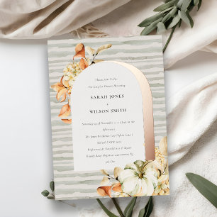 Invitation En Aluminium Rustique Automne Citrouille Arc Floral Couples Dou