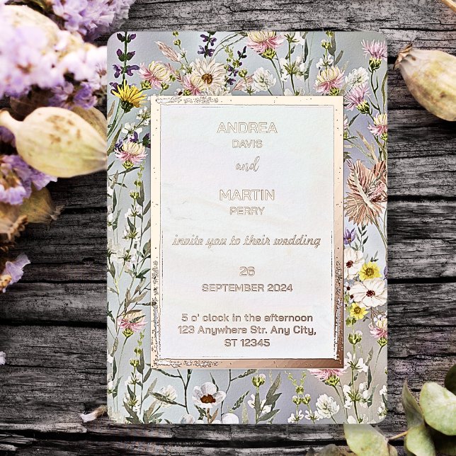 Invitation En Aluminium Rustique Boho Fleur sauvage Garden Mariage (Créateur téléchargé)
