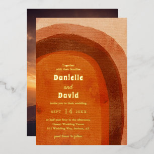 Invitation En Aluminium Rustique Burnt Orange Arch Photo Mariage moderne