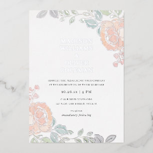 Invitation En Aluminium Rustique + Joli aquarelle Mariage floral RÉEL