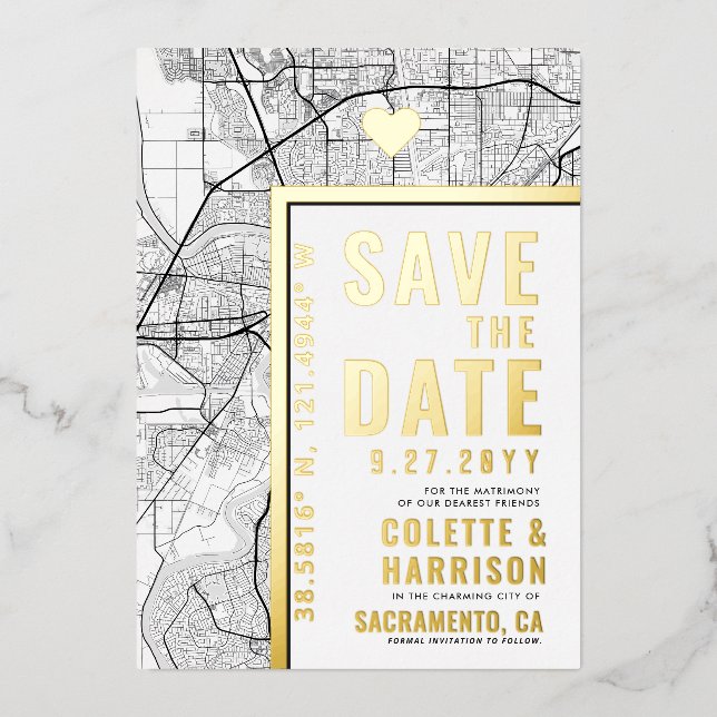 Invitation En Aluminium Sacramento Love Locator | Mariage Enregistrer la d (Recto)