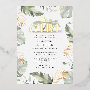 Invitation En Aluminium Safari dans la Jungle Fille Baby Shower Or