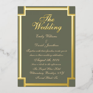 Invitation En Aluminium Sage classique vert et blanc