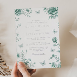 Invitation En Aluminium Sage enchanté et Mariage en argent