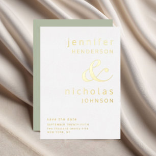 Invitation En Aluminium Sage Green Ampersand Wedding Enregistrer La Date G