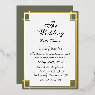 Invitation En Aluminium Sage Green Golden Classic Mariage