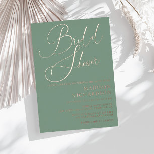 Invitation En Aluminium Sage Green Rose Gold Foil Fête des mariées moderne