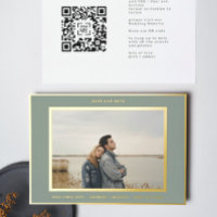 Sage Green White Bordure Or enregistrer notre date