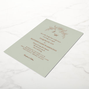 Invitation En Aluminium Sage Simply Elegant Rose Gold Vintage