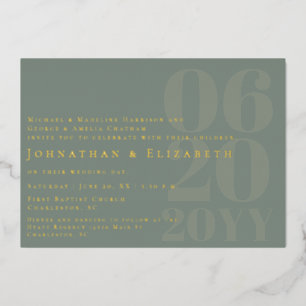 Invitation En Aluminium Sage Vert minimaliste Gras Type Mariage photo