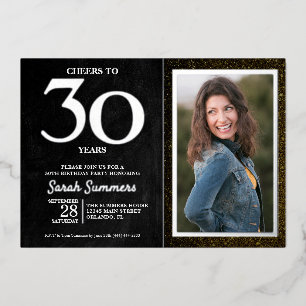 Invitation En Aluminium Salutations à 30 ans Black Silver 30e anniversaire
