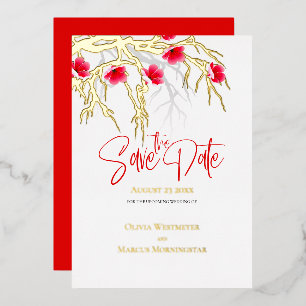 Invitation En Aluminium Sauvegarder la date Branche de Fleur de Cerisier J