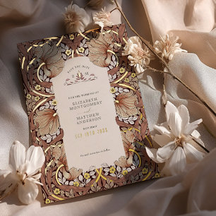 Invitation En Aluminium Sauvegarder la Date Brun Sienne Pimpernel Vintage