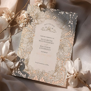 Invitation En Aluminium Sauvegarder la date Pimpernel blanc muet Morris vi