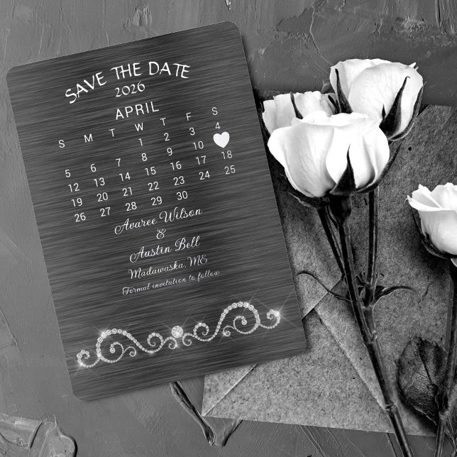 Invitation En Aluminium Sauver la date de mariage avril 2026 (Créateur téléchargé)