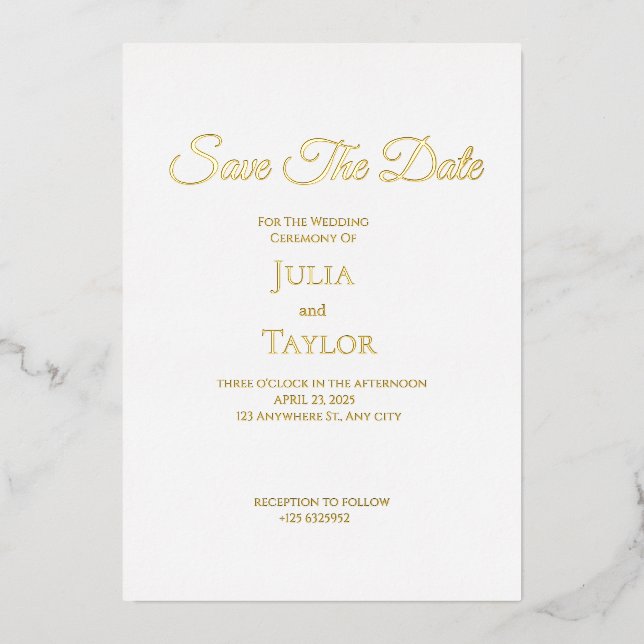 Invitation En Aluminium  Save the Date Card (Recto)