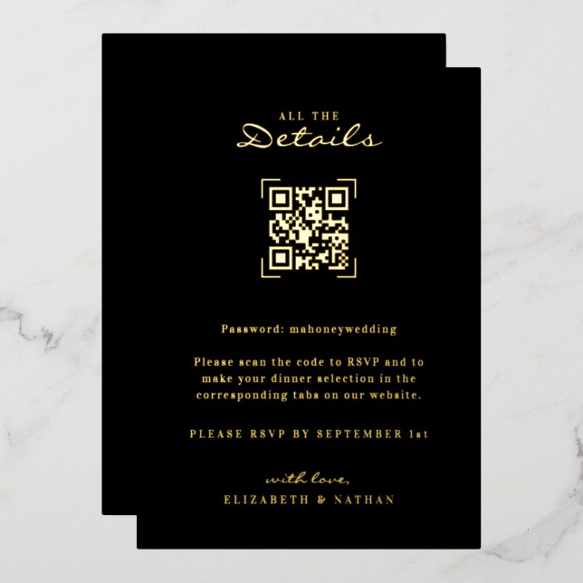 Invitation En Aluminium Scan du Code QR | Encart avec les détails du maria (Recto/Verso)