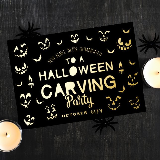 Invitation En Aluminium Scary Jack-o'-lantern Citrouille Halloween Carving (Scary Jack O Lantern Pumpkin Halloween Carving Foil Invitation)