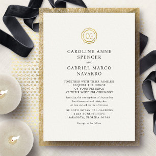 Invitation En Aluminium Sceau Monogramme Traditionnel